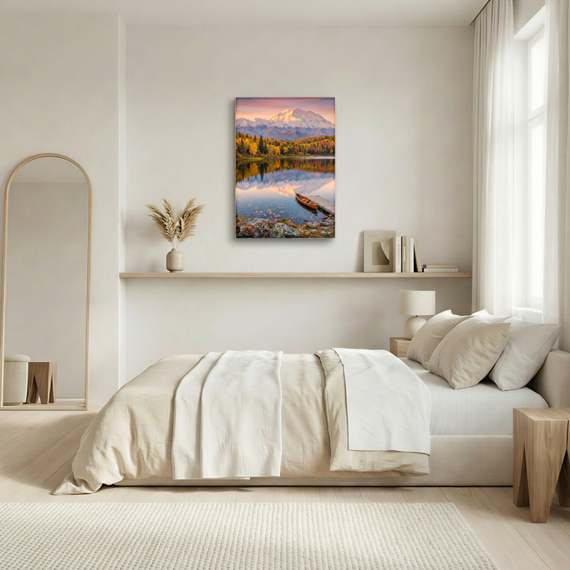 Ensemble de 1 tableau sur toile représentant un lac de montagne, H 48 po x l 36 po, Wrapped Canvas