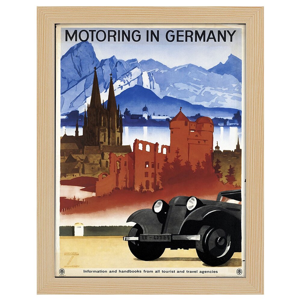 Leinwandbild Vintage Tourist Poster Motoring in Germany