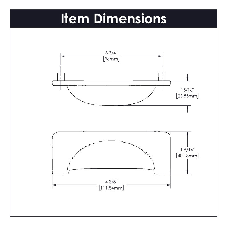 Craftsman Collection Cup Pull - 3-3/4" Center to Center Cabinet Pull Oil-Rubbed Bronze Highlighted - Craftsman Hardware for Drawers & Cabinets