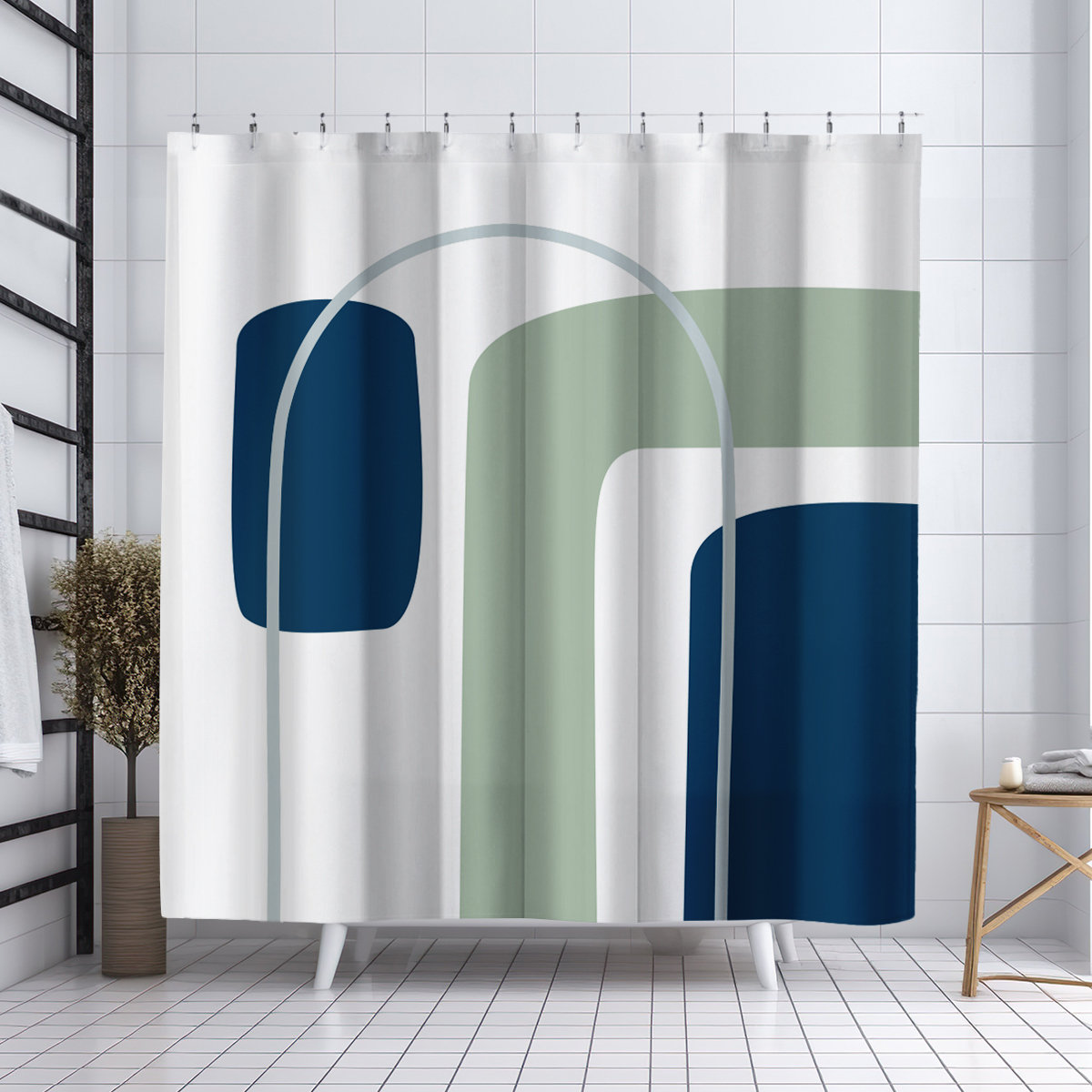 Hagan Polyester Shower Curtain, Moss