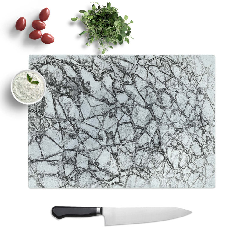 Tempered Glass Cracked Ice Chopping Board, 28.5 cm W x 20 cm L