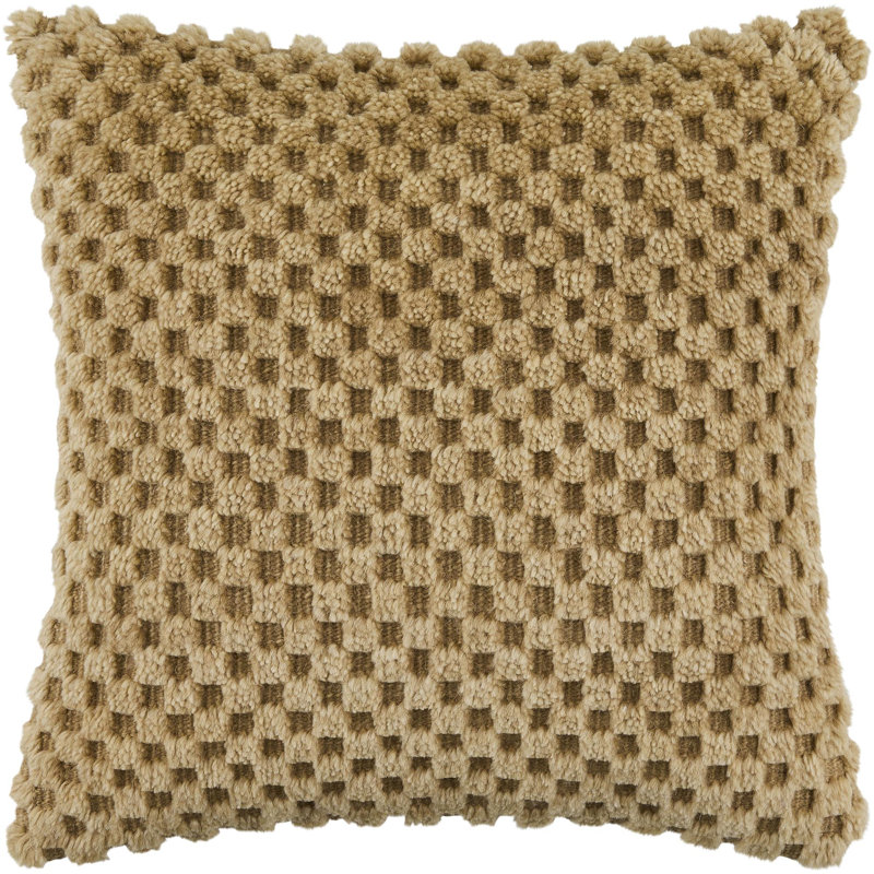 Coussin Novoli, Housse de coussin seulement - sans coussin, Tanné, Carré 18 po
