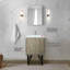 Meuble-lavabo rustique pour salle de bain, 61 cm de largeur, avec surface en quartz blanc, robinetterie en nickel brossé et miroir rectangulaire de 46 cm de profondeur x 51 cm de hauteur.