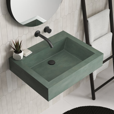 Lavabo de salle de bain mural rectangulaire en béton Natoma