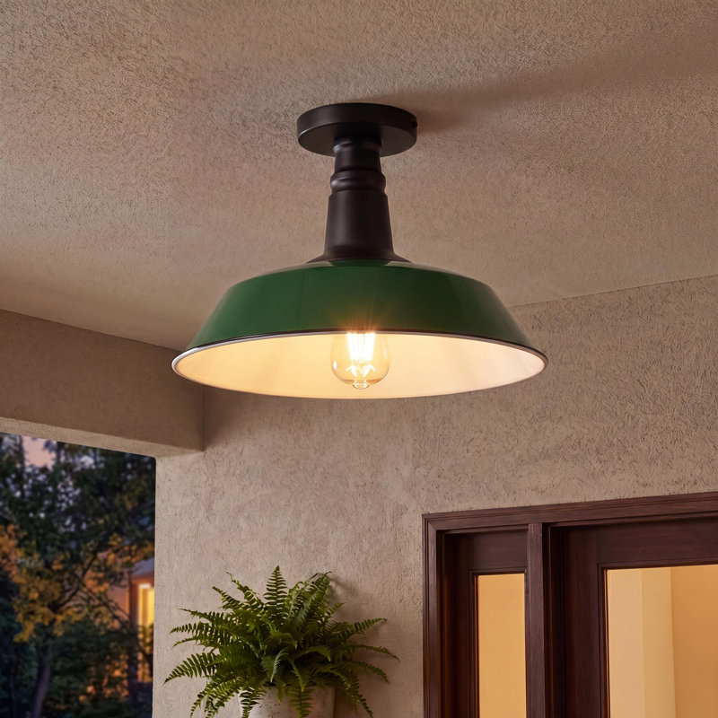 Plafonnier semi-encastré 1 lumière 14 po, Vert