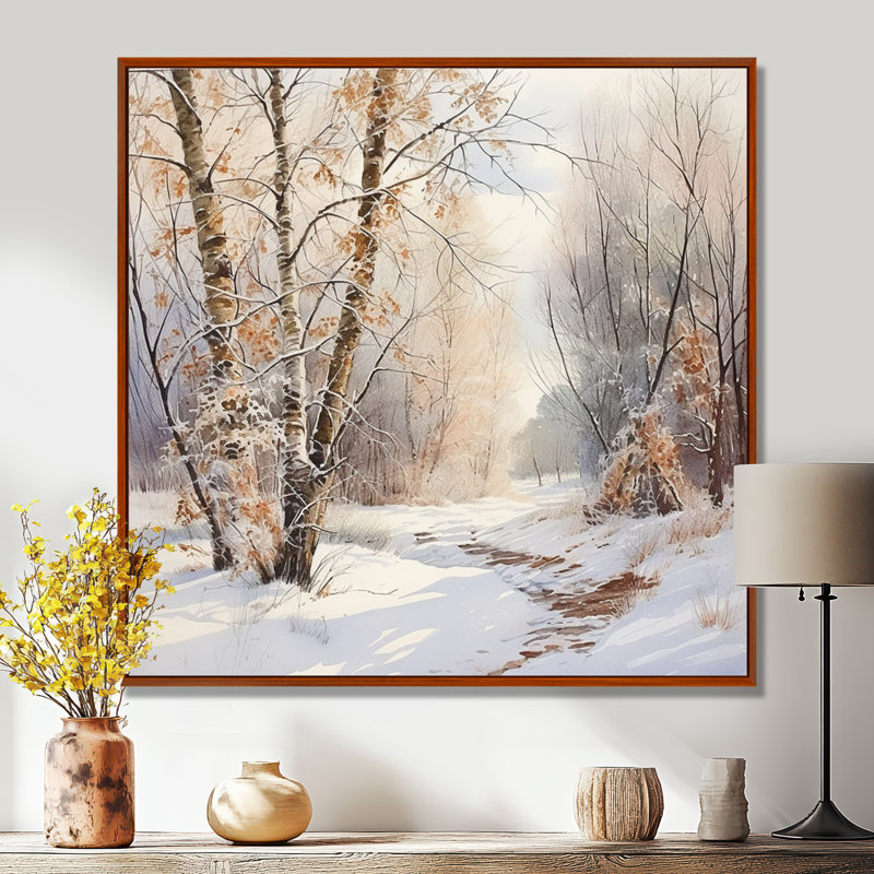 «Trees Charm In Winter - Tree», art mural sur toile, H 36 po x l 36 po x P 1,5 po, Cadre flottant brun