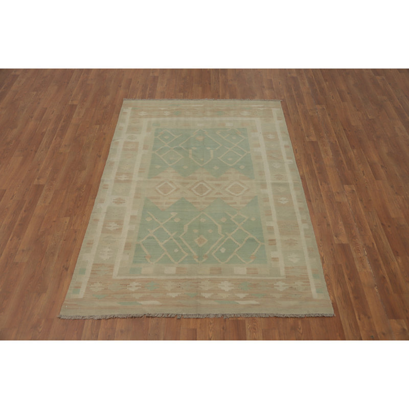 Tapis vert pastel Kilim 5 x 7