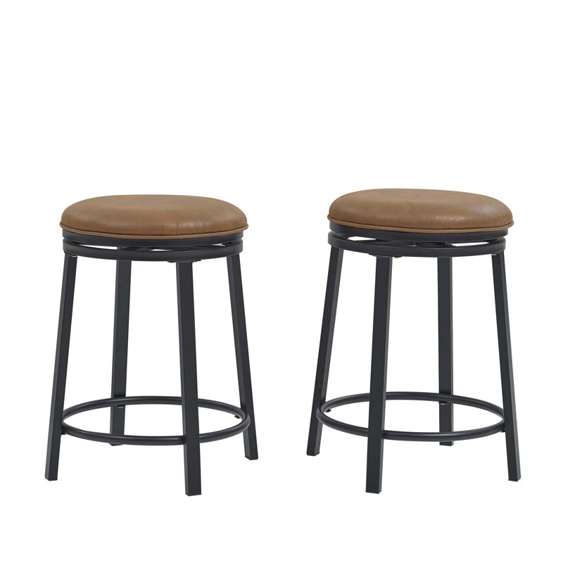 Set Of 2 Swivel Stool With Metal Frame
