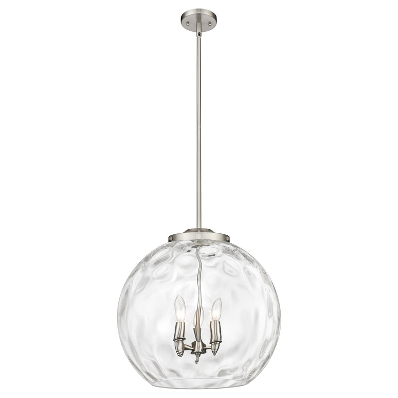 Luminaire suspendu sphère 3 lumières 3 lumières, H 19,5 po x l 17,88 po x P 17,88 po, Nickel satiné brossé