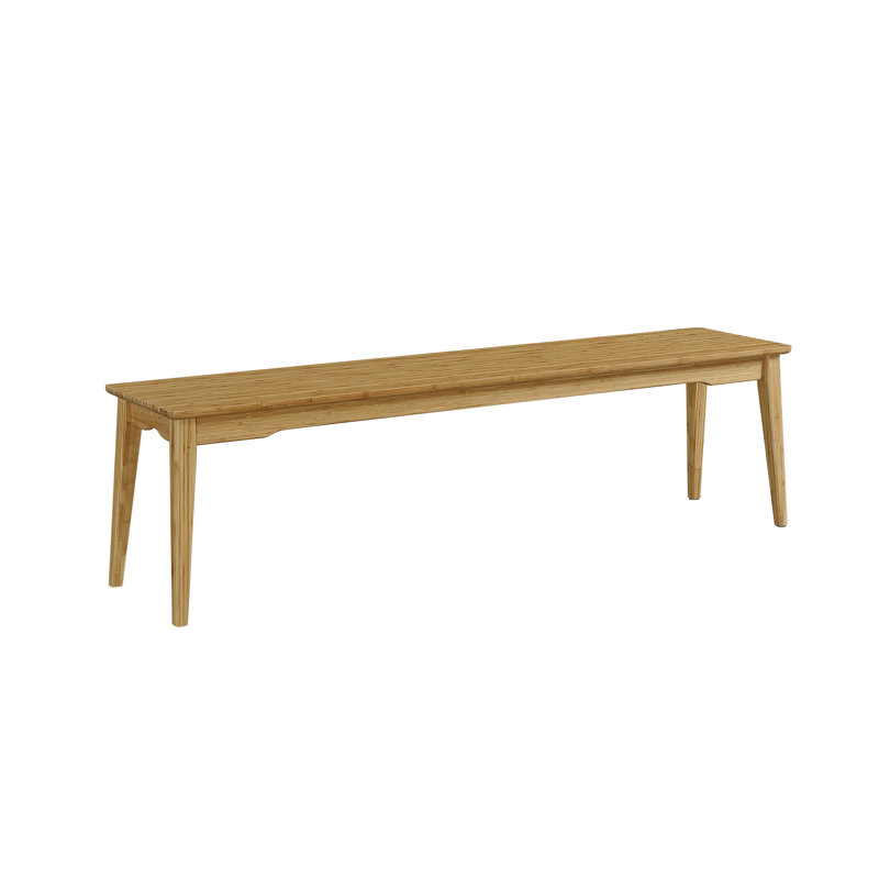 Banc Mid-Century moderne en bois massif Lacey, Caramélisé, H 17,5 po x l 64 po x P 14 po