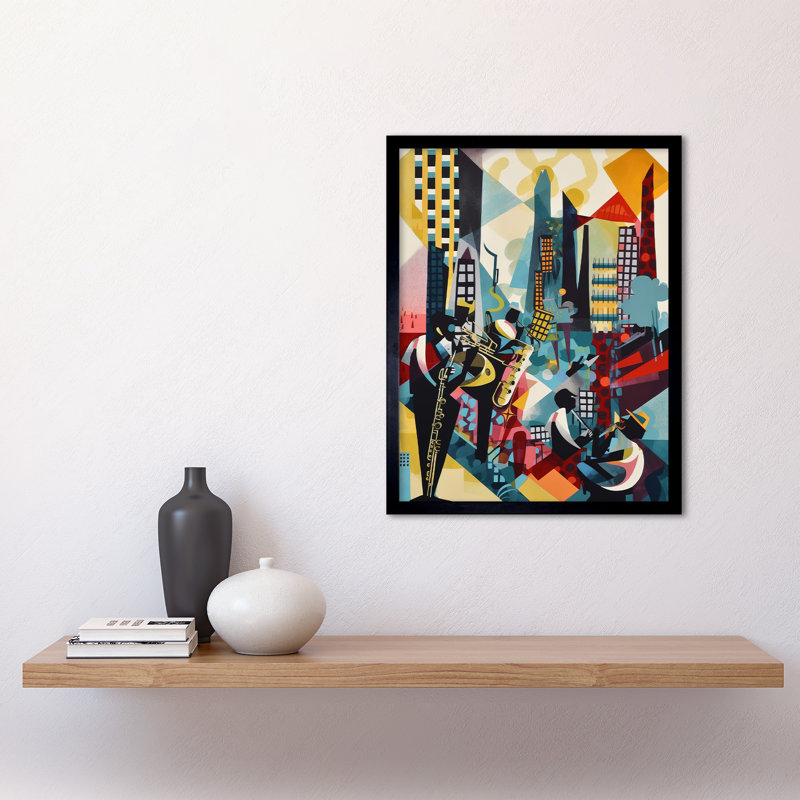 Lelja Jazz Musicians Playing On An Urban Landscape Rooftop Abstract - Single Picture Frame Print