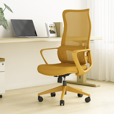 Chaise de bureau ergonomique en filet coloré avec support lombaire réglable et dossier haut respirant, parfaite pour la maison et le travail