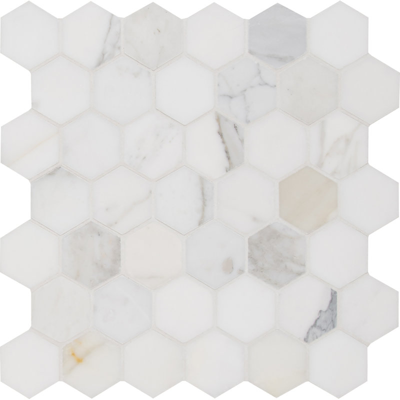 Calacatta Gold Hexagon 12 in. x 12 in. Polished Marble Mosaic Floor and Wall Tile