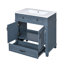 30" Bathroom Vanity With Ceramic Sink, Solid Wood Frame, Soft Closing Doors & Ample Storage, Blue Retro Style - Blue-1393312357-1393312347