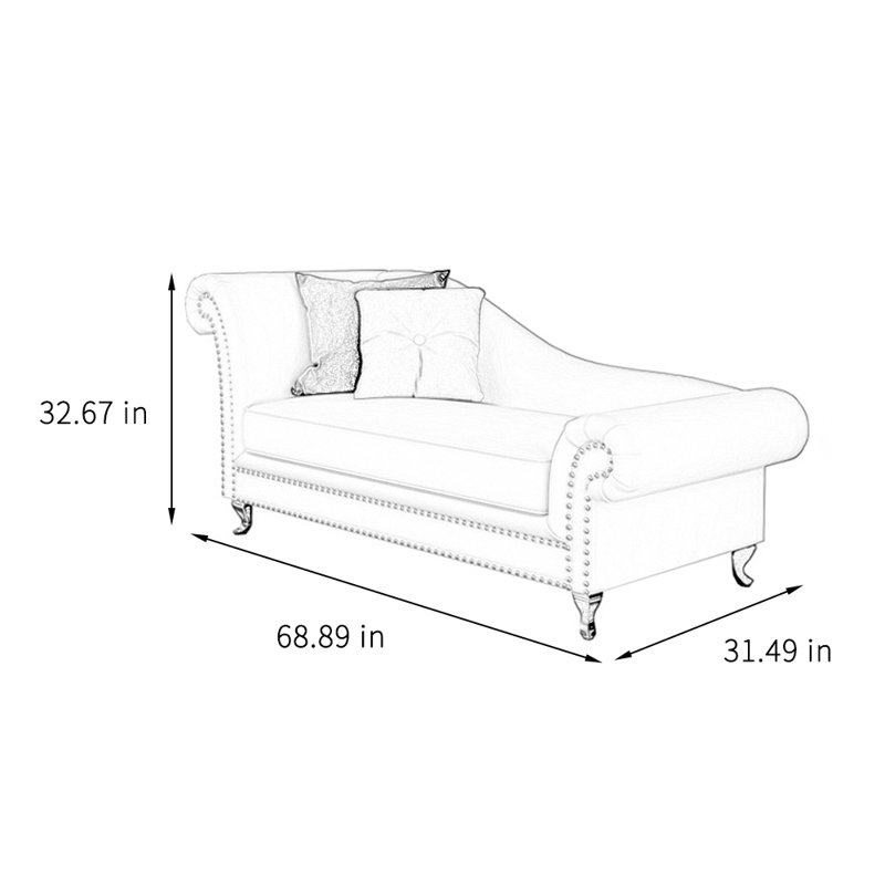 Chaise longue simple, simple, décontractée, confortable et moderne, Rose, Orienté à gauche (vu de face)