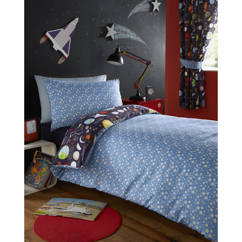 Planets, Stars & Space Reversible Duvet Set, Single Duvet Cover + 1 Standard Pillowcase