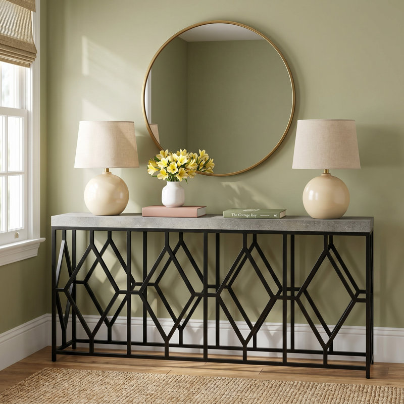 Ciao Bella Metal and Faux Concrete Console Table