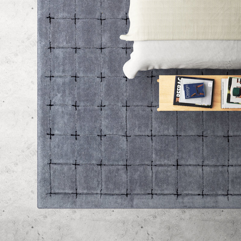 Mallory Blue Hand Tufted Area Rug, Rectangle 5' x 8'