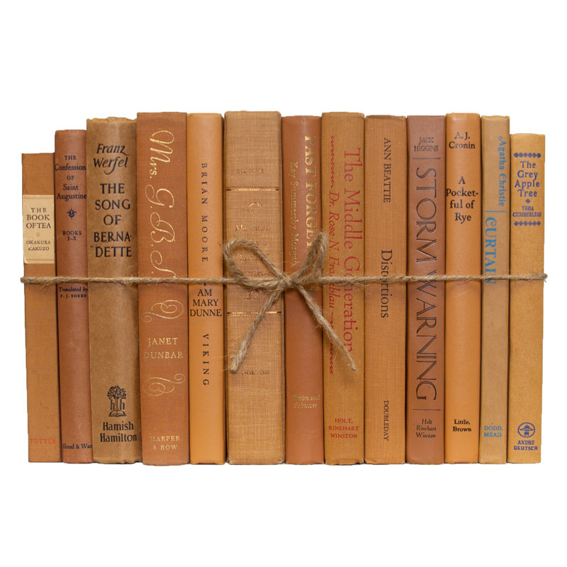 Decorative Books - Vintage Caramel Book Bundle - 1 Foot of Orange Brown Books
