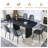 Dining Table Set For 6,67'' Black Dining Table With Roman Column Base And 6 Padded Seats.-683852348-683852347