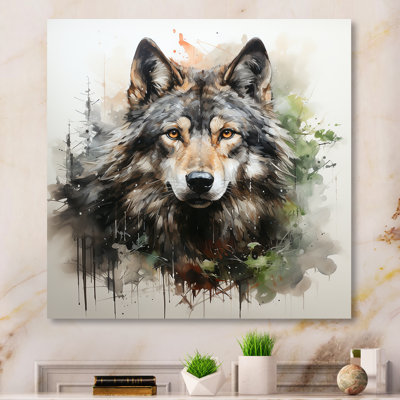 Solitude Wolf Portrait  II - Wolf Large Wall Art