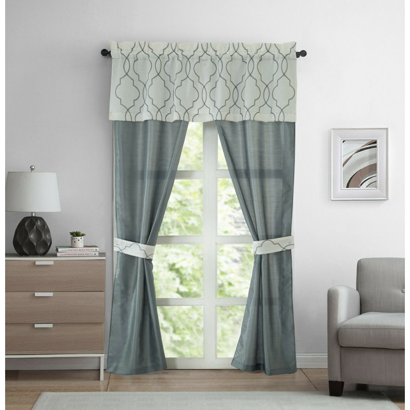 Semi Sheer Curtain, White/Gray