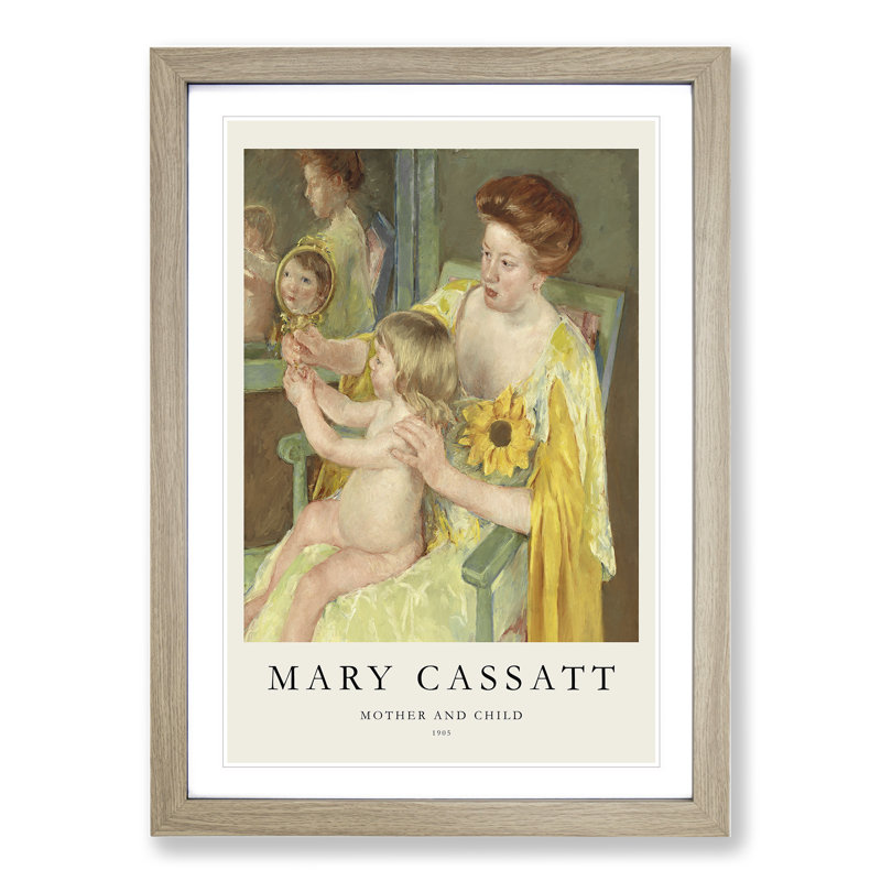Mother and Child Vol.1 by Mary Cassatt - Picture Frame Painting, 65cm H x 48cm W x 2cm D, Oak