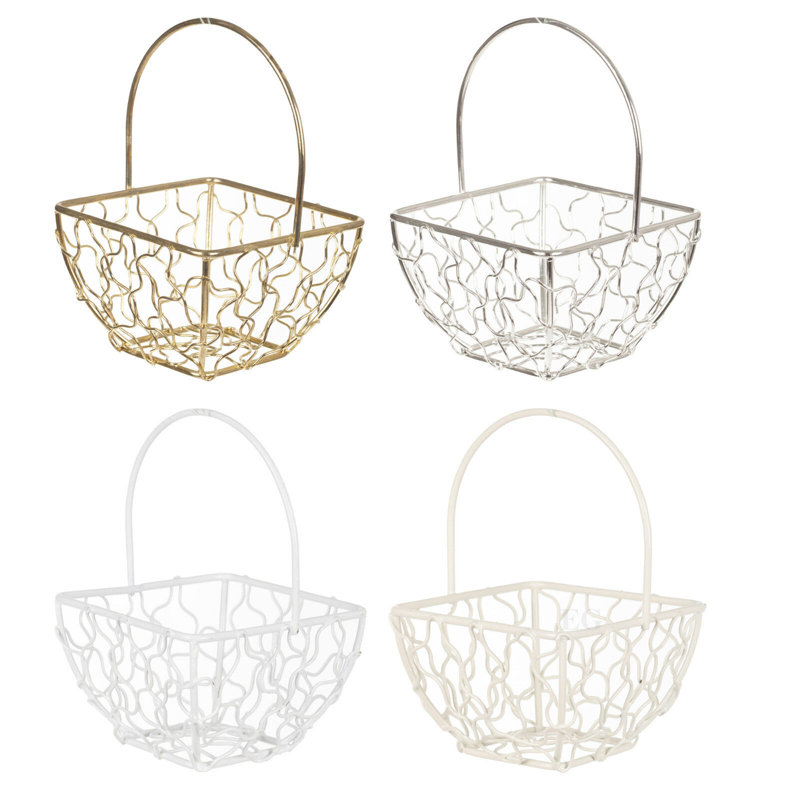 Metro Lane Decorative Basket, Silver, 11'' H x 7'' W x 7'' D