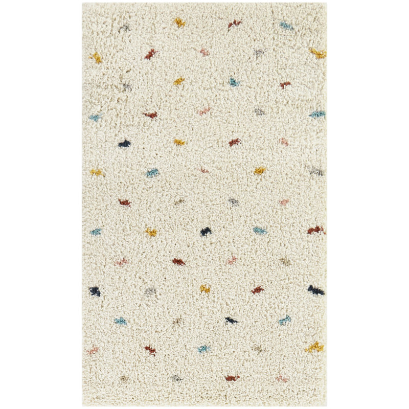 Mayon Dot Rainbow Colored Shag Area Rug, Rectangle 7'10" x 10'