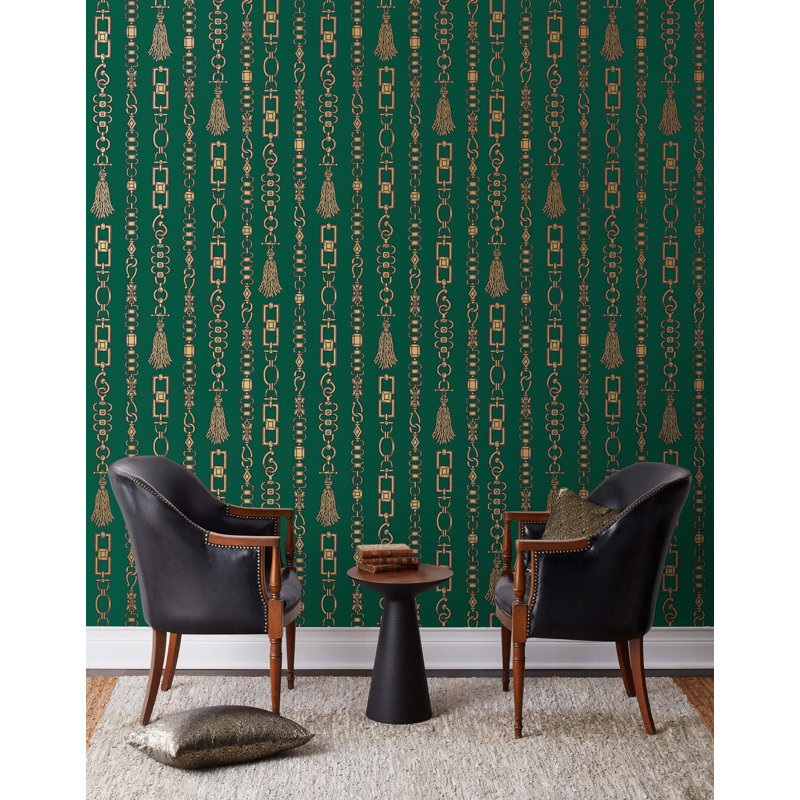 Connections Wallpaper | Butterscotch / Traditional / Roll - 27" x 30', Malachite