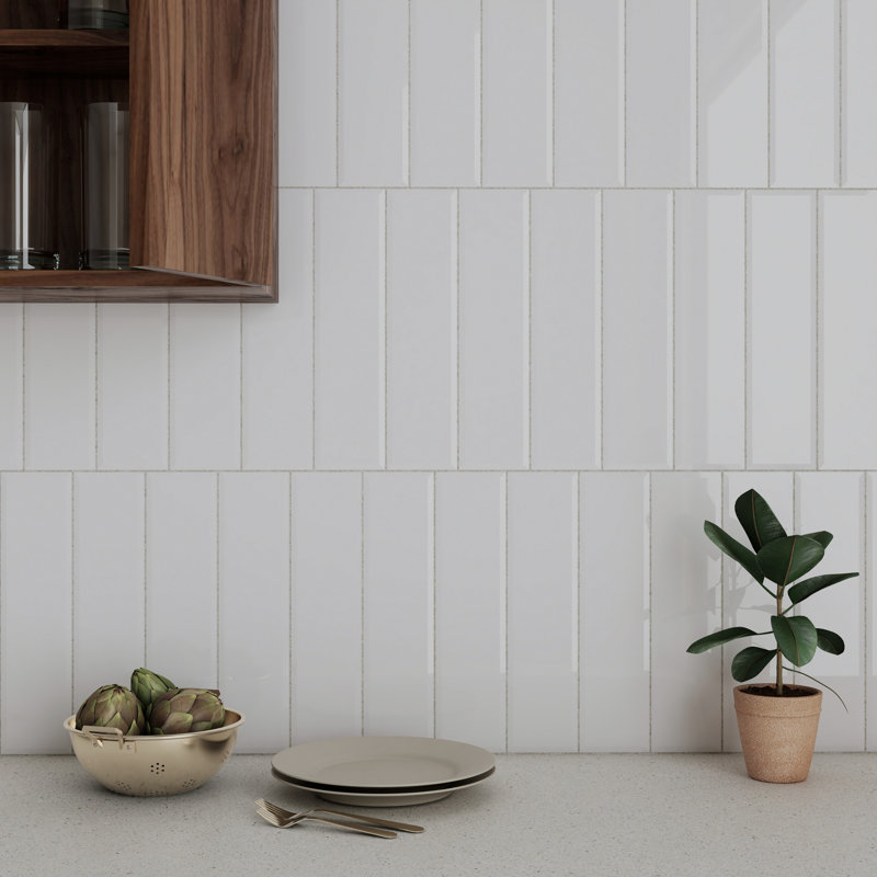 Facet 3in.x12in. Ceramic Subway Wall Tile, White Gloss