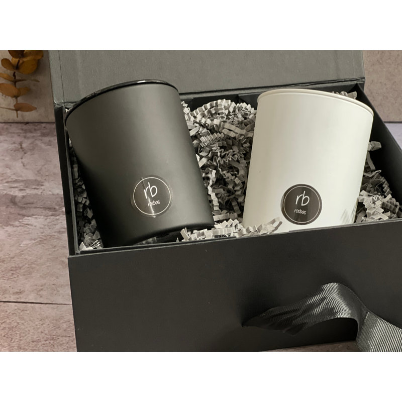 Ensemble de bougie parfumée à la cannelle et à la vanille, Noir et blanc