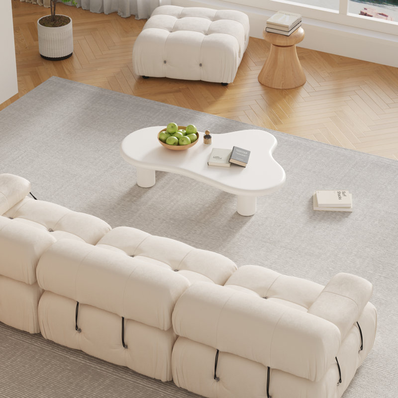 Table basse à 4 pieds Keyiana, Blanc