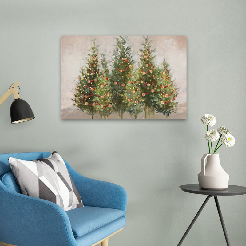 Beige et Noël, arbre à feuilles persistantes, art, H 16 po x l 24 po