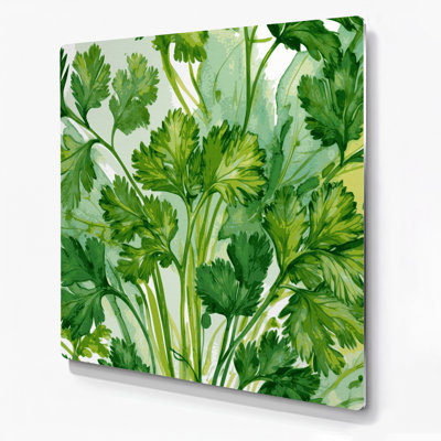 Botanical Cilantro Green Metal Wall Art