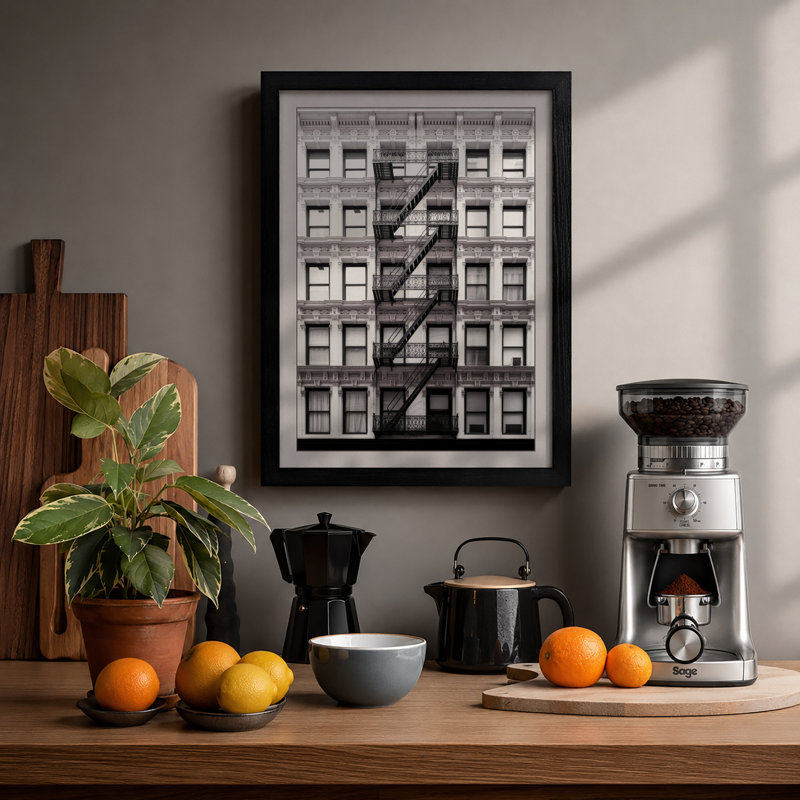 Urban Fire Escape Industrial - Print, Black, A3 - 42.0 x 29.7 cm