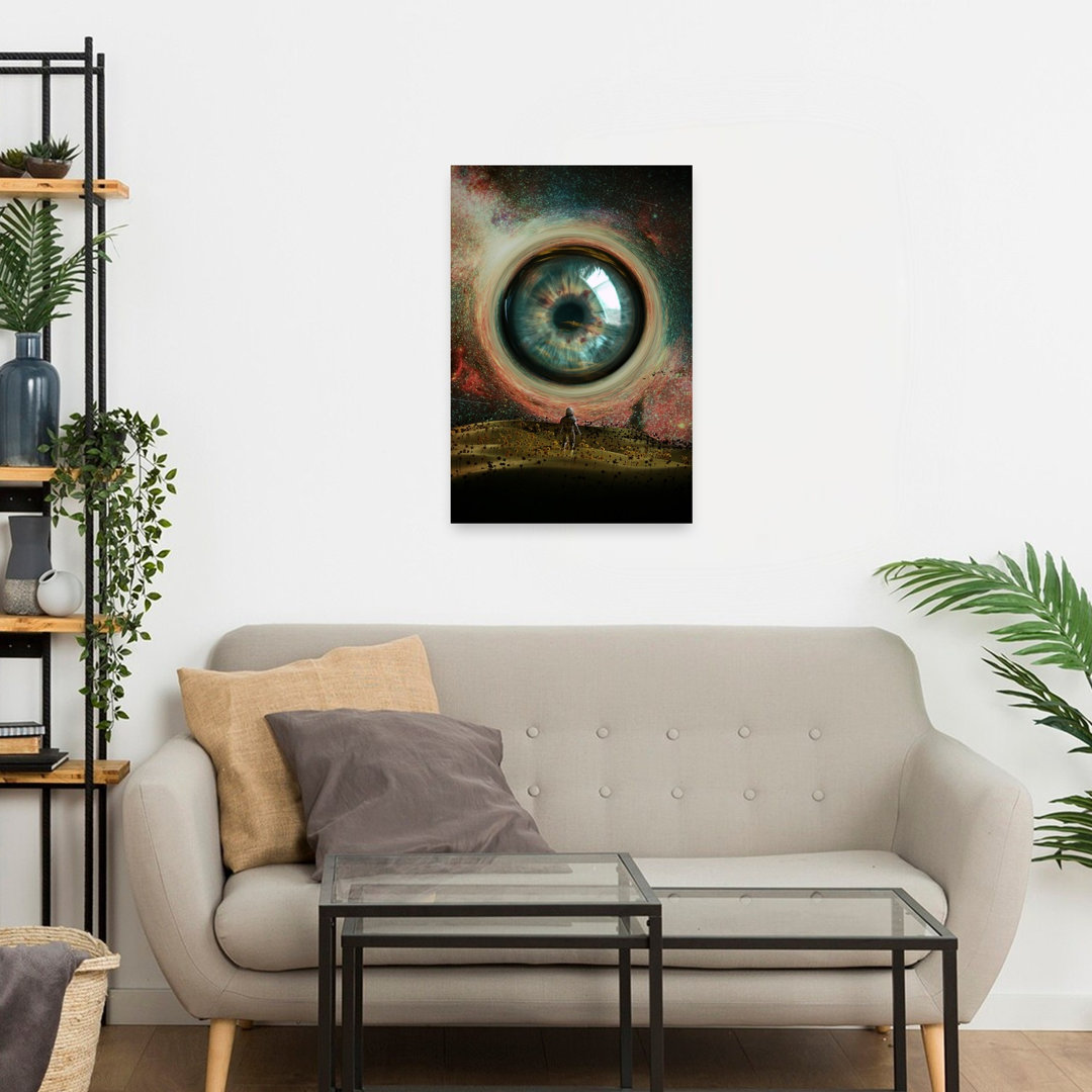 Astronaut Meets Cosmic Eye Surreal Abstract Contemporary Iris Landscape Nature Wall Art Print