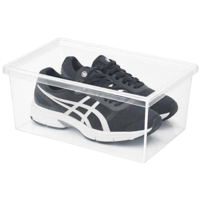 Lot de 4 boîtes à chaussures modernes de rangement - 6,5 pintes/6 litres, organisateur de chaussures empilable en plastique (13,5 po L x 8,35 po l x 5,2 po H)