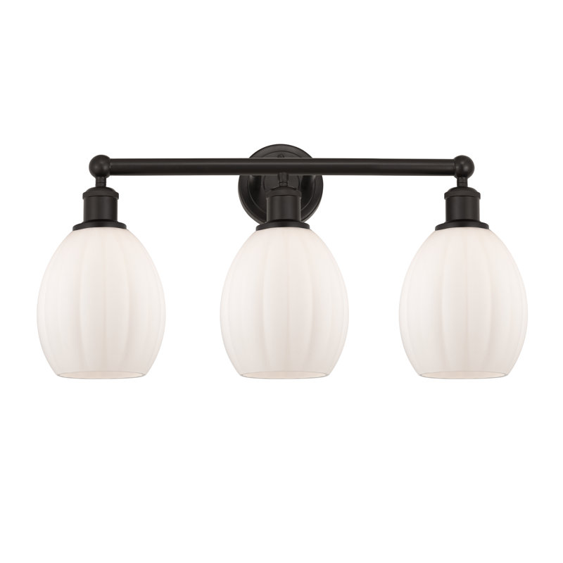 Éclairage pour salle de bain 3 lumières à intensité variable en métal l 23,5 po Bolduc, Blanc mat, Bronze huilé