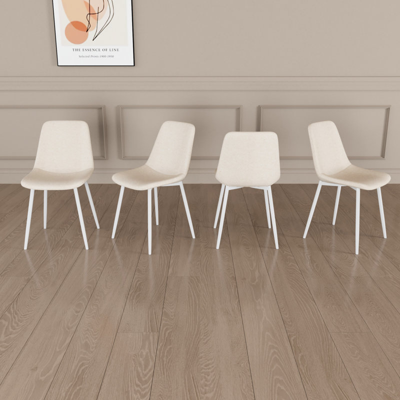 Chaise de salle à manger en lin beige 4