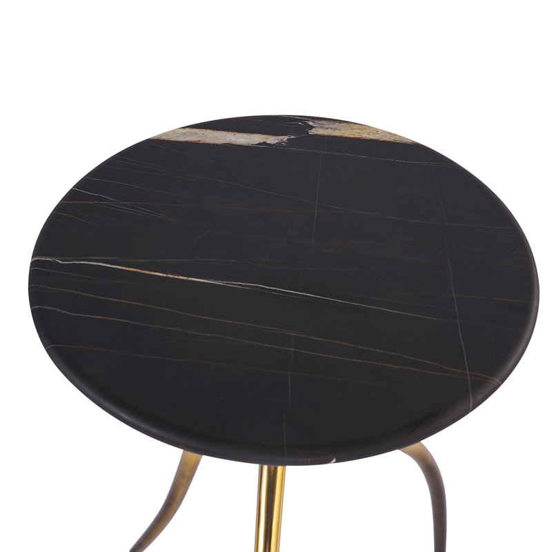 Marble Top End Table - Black