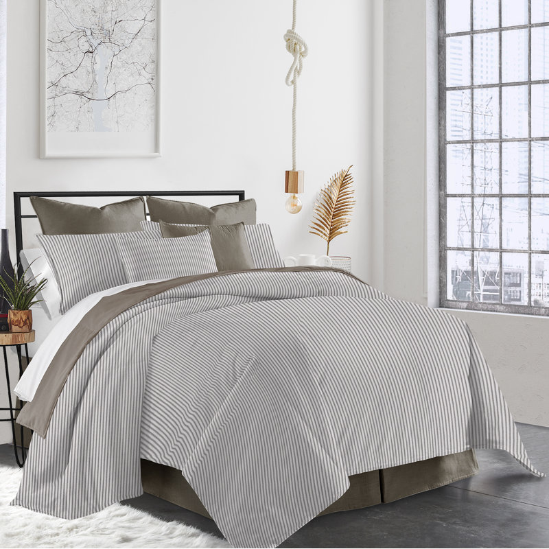 Ensemble de couvre-lit Gesto, Couvre-lit pour lit double + 2 taies décoratives, Gris