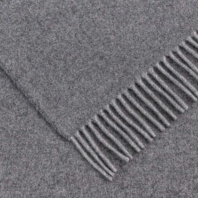 Pure Cashmere Hand Woven Throw Blanket, Anthracite