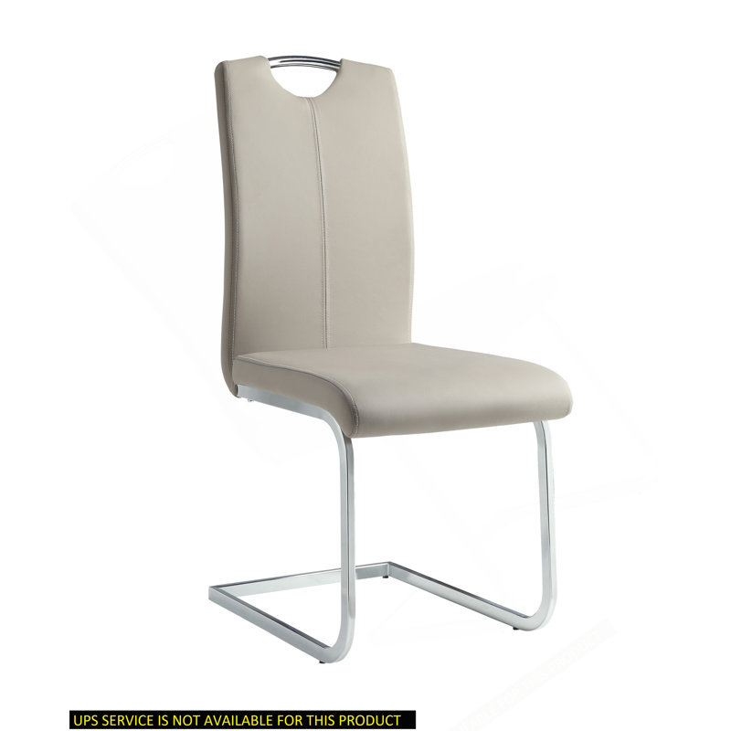 Ensemble de chaises de salle à manger de style unique recouvert de similicuir gris et taupe
