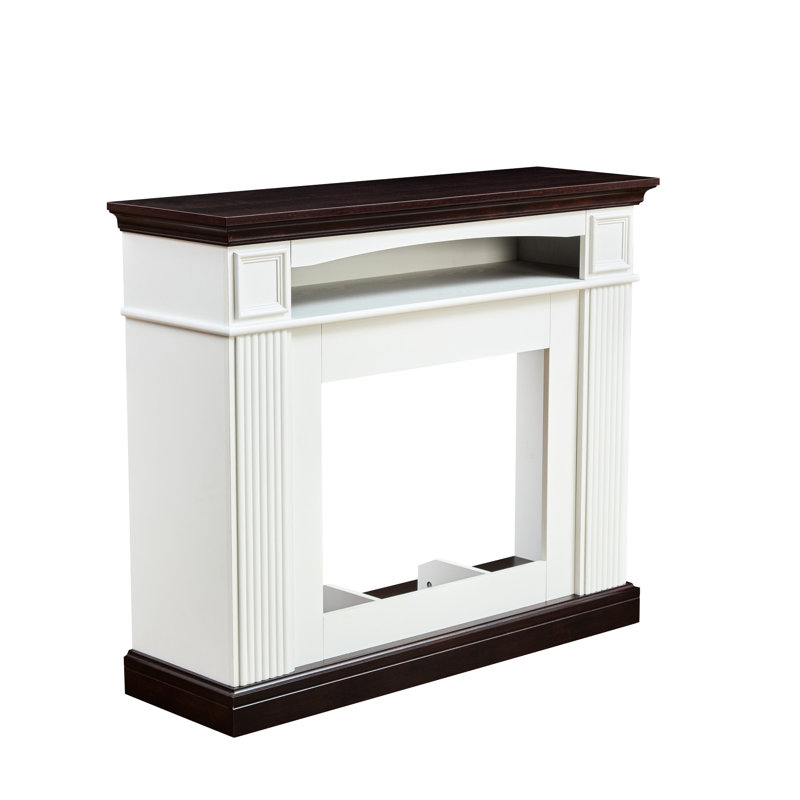Console de foyer électrique avec tiroirs - cerisier / blanc