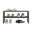 Petit range-chaussures à panneau de particules gris à trois tablettes ouvertes de 23,6 po de largeur, compact et moderne pour le vestibule ou le placard, organisateur de crayons à dessus plat avec tablettes, surface facile à nettoyer pour une utilisation quotidienne