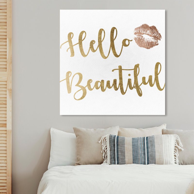 «Hello Beautiful Beautiful Gold and Leather», reproduction d'art sur toile tendue, H 40 po x l 40 po x P 1,5 po