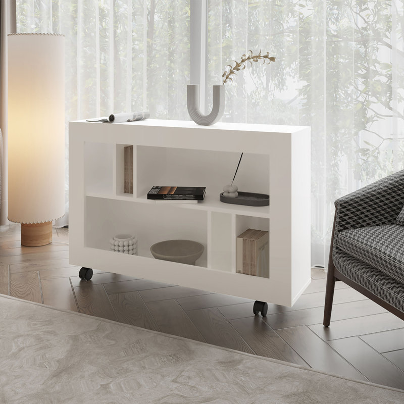 Console en mélamine avec rangement ouvert. Blanc, Blanc
