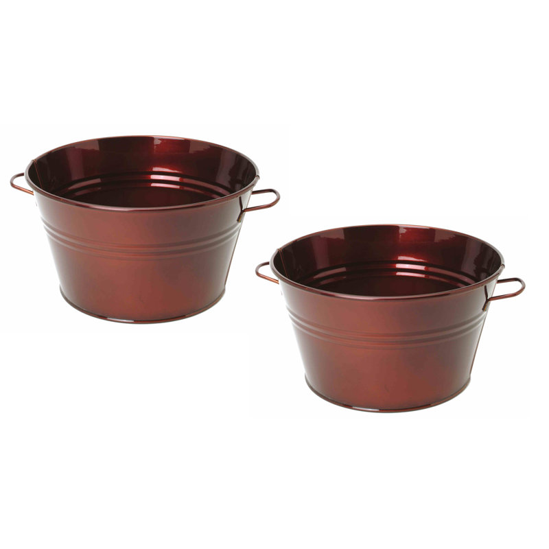 Rozario Metal Pot Planter, Galvanized, 8" H x 19.5" W x 19.5" D
