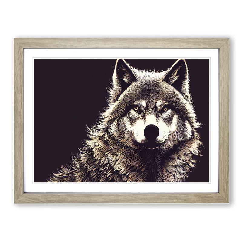 Effervescent Wolf - Framed Print, 25cm H x 34cm W x 2cm D, Oak